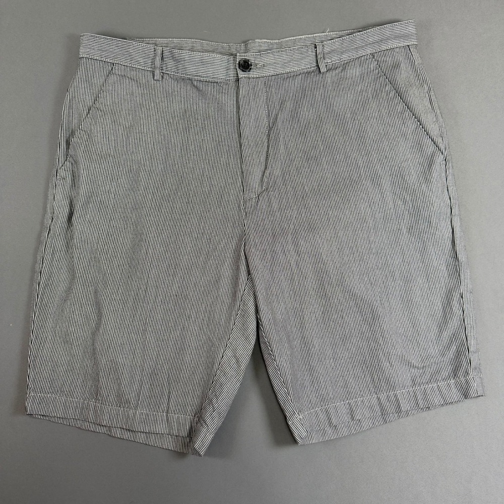 Calvin Klein Chino Shorts Black White Pinstripe Flat Front Men's Size 36